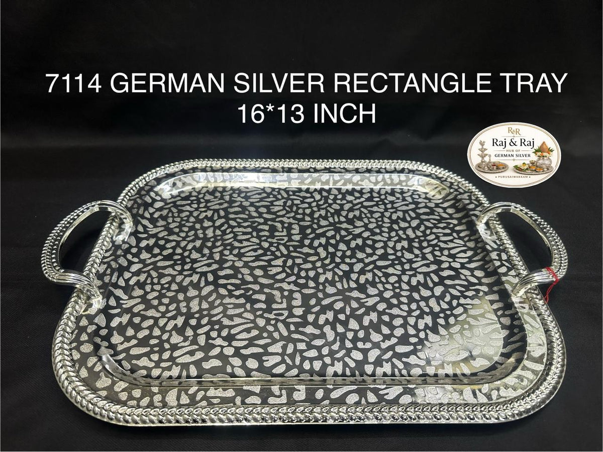 7114 German Silver Rectangle Tray 16*13 Inch
