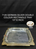 7129 German Silver Double Colour Rectangle Tray 13*10 Inch