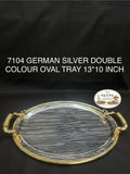7104 German Silver Double Colour Oval Tray 13*10 Inch