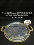 7101 German Silver Double Colour Round Tray 12 Inch