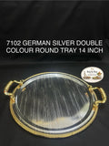 7102 German Silver Double Colour Round Tray 14 Inch
