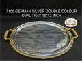 7105 German Silver Double Colour Oval Tray 16*12 Inch