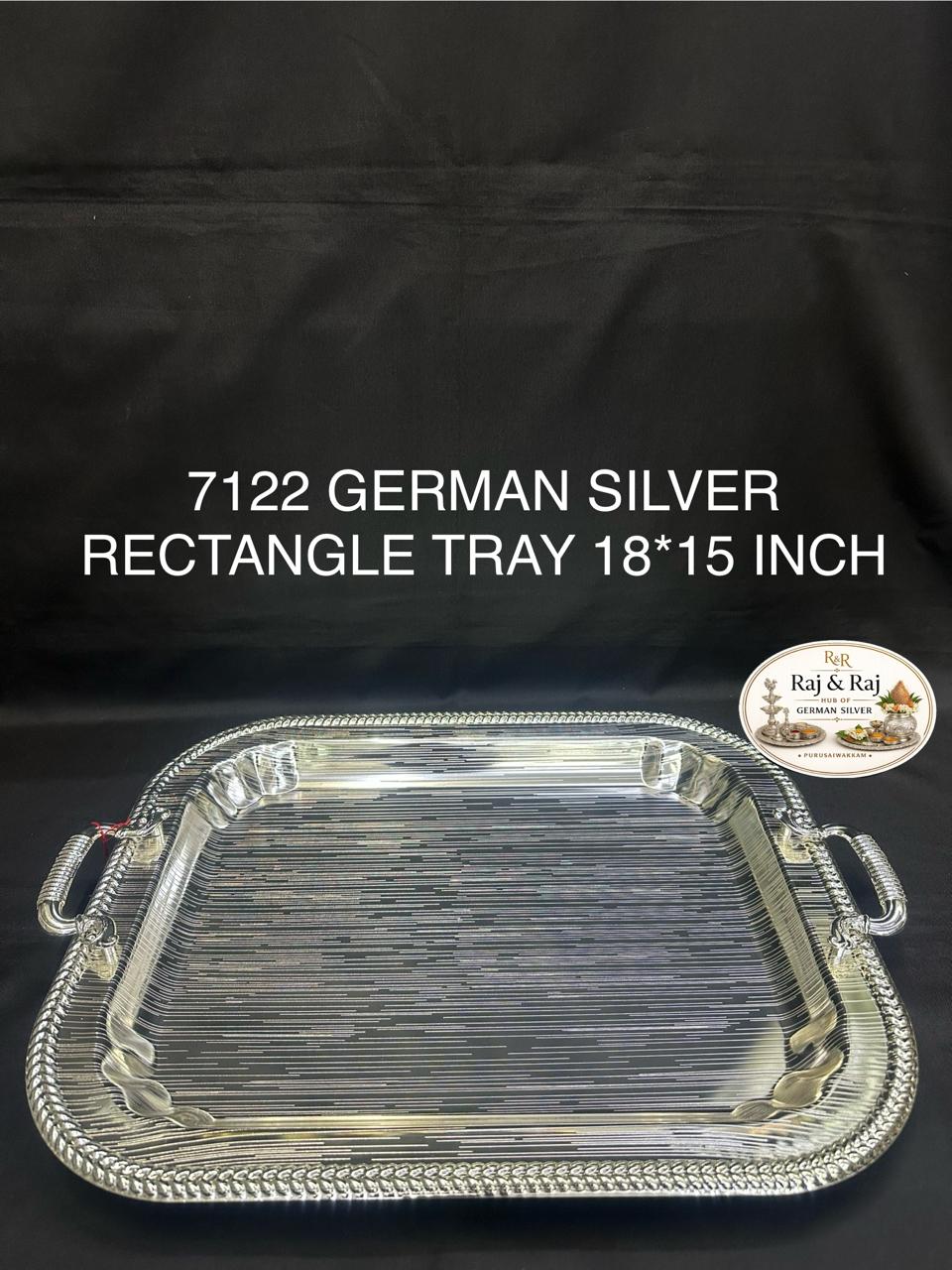 7122 German Silver Rectangle Tray 18*15 Inch