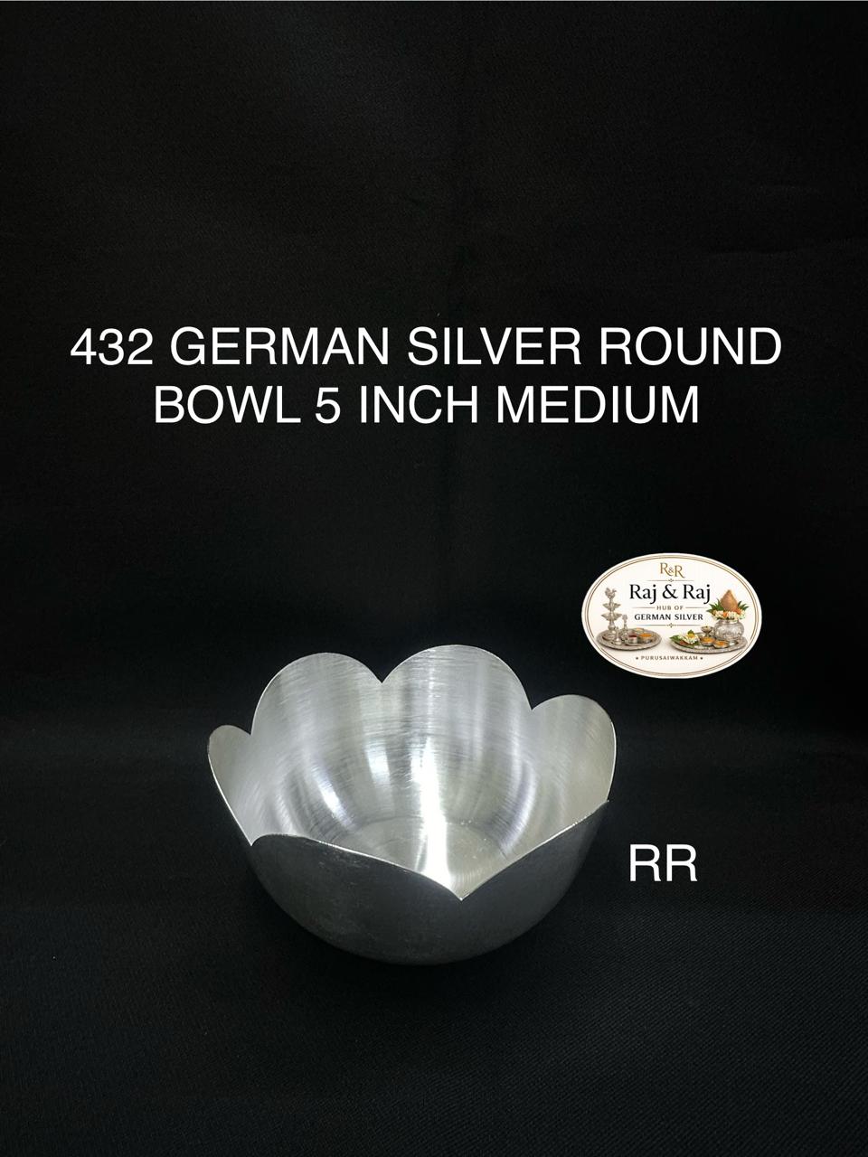 432 German Silver Round Bowl 5 Inch Medium