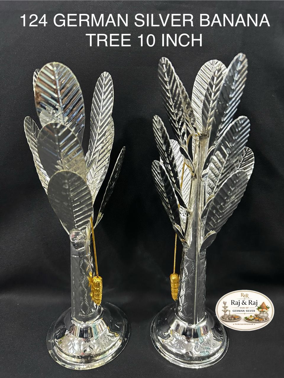 124 German Silver Banana Tree 10 Inch Pair