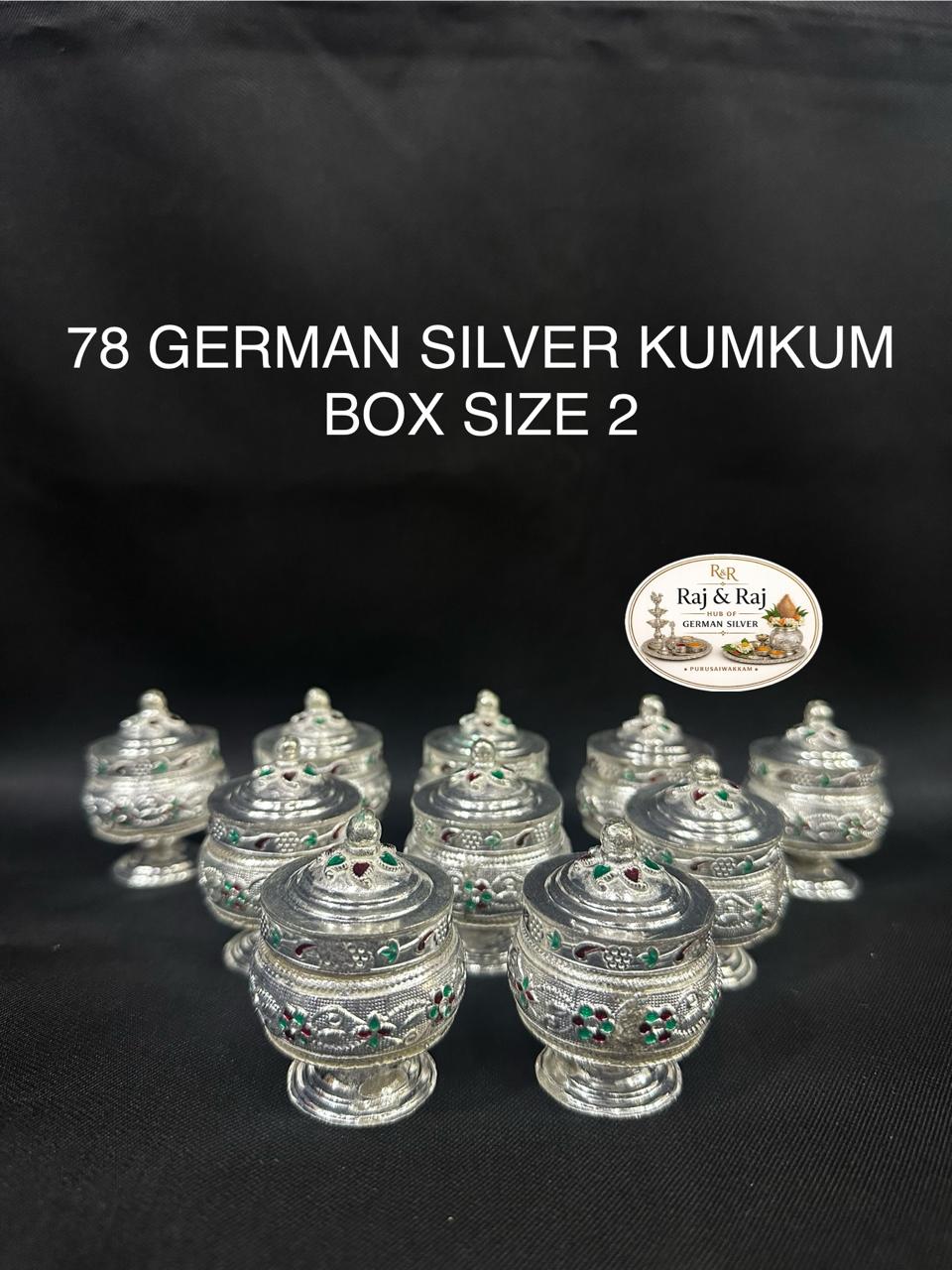 78 German Silver Kumkum Box Size 2