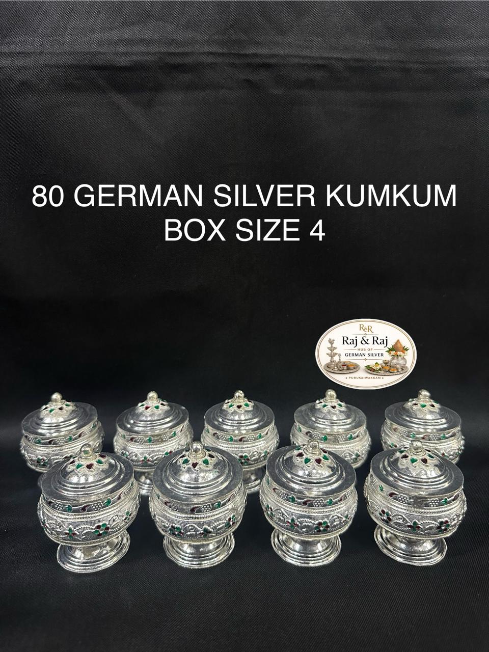 80 German Silver Kumkum Box Size 4