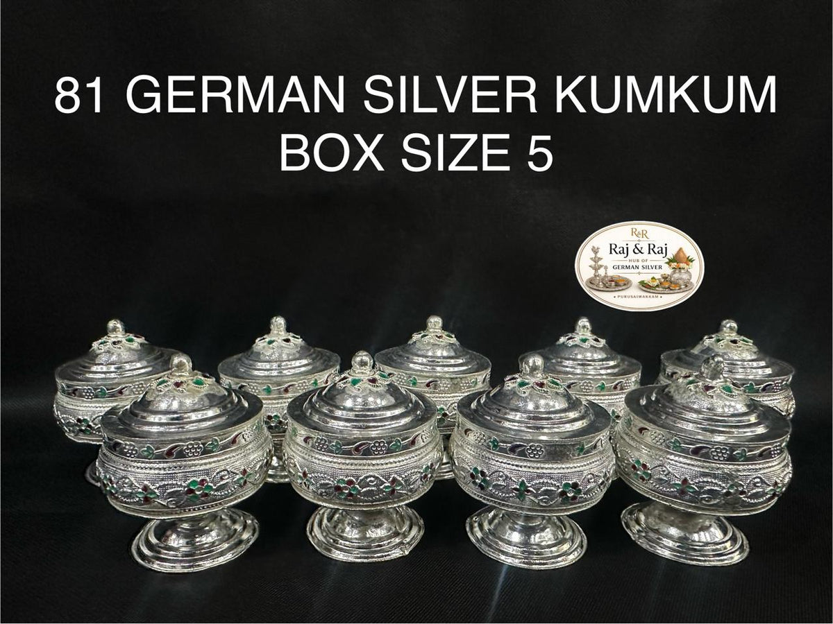 81 German Silver Kumkum Box Size 5