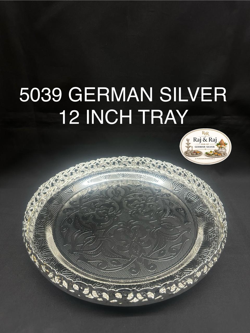 5039 German Silver Round Tray 12 Inch