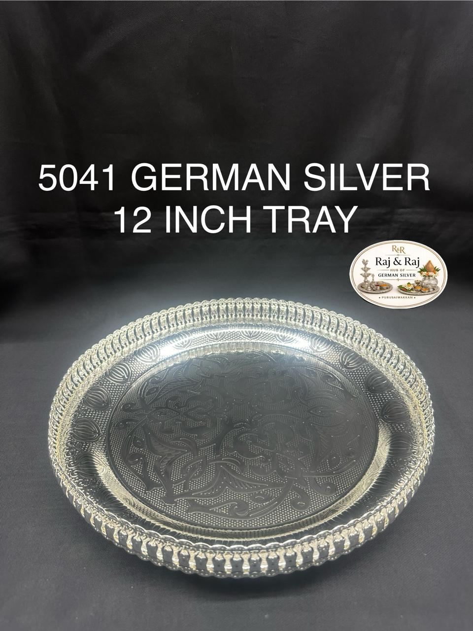 5041 German Silver Round Tray 12 Inch
