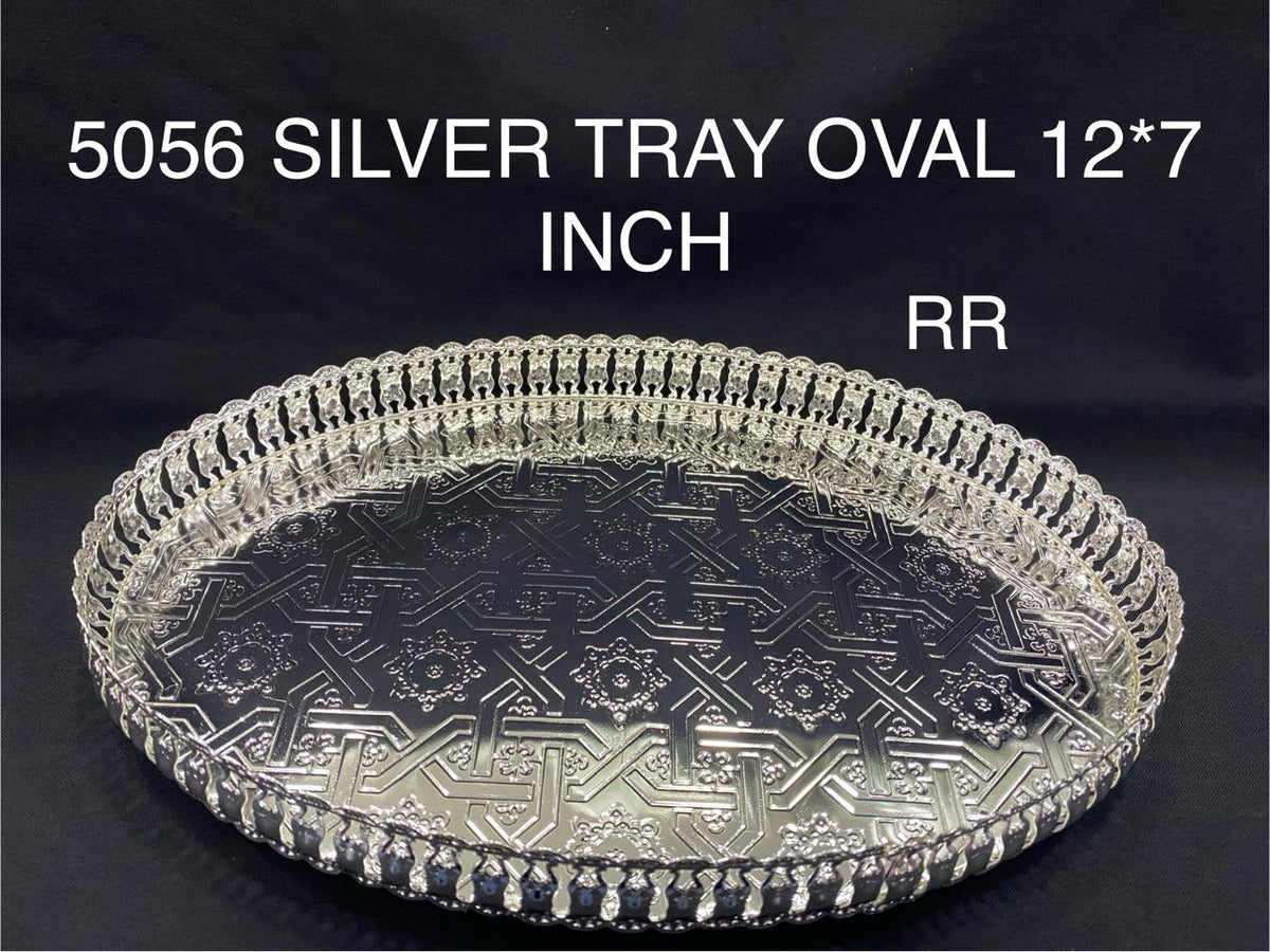 5056 German Silver Oval Tray 12*7 Inch