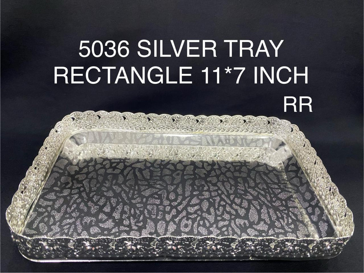5036 German Silver Rectangle Tray 11*7 Inch