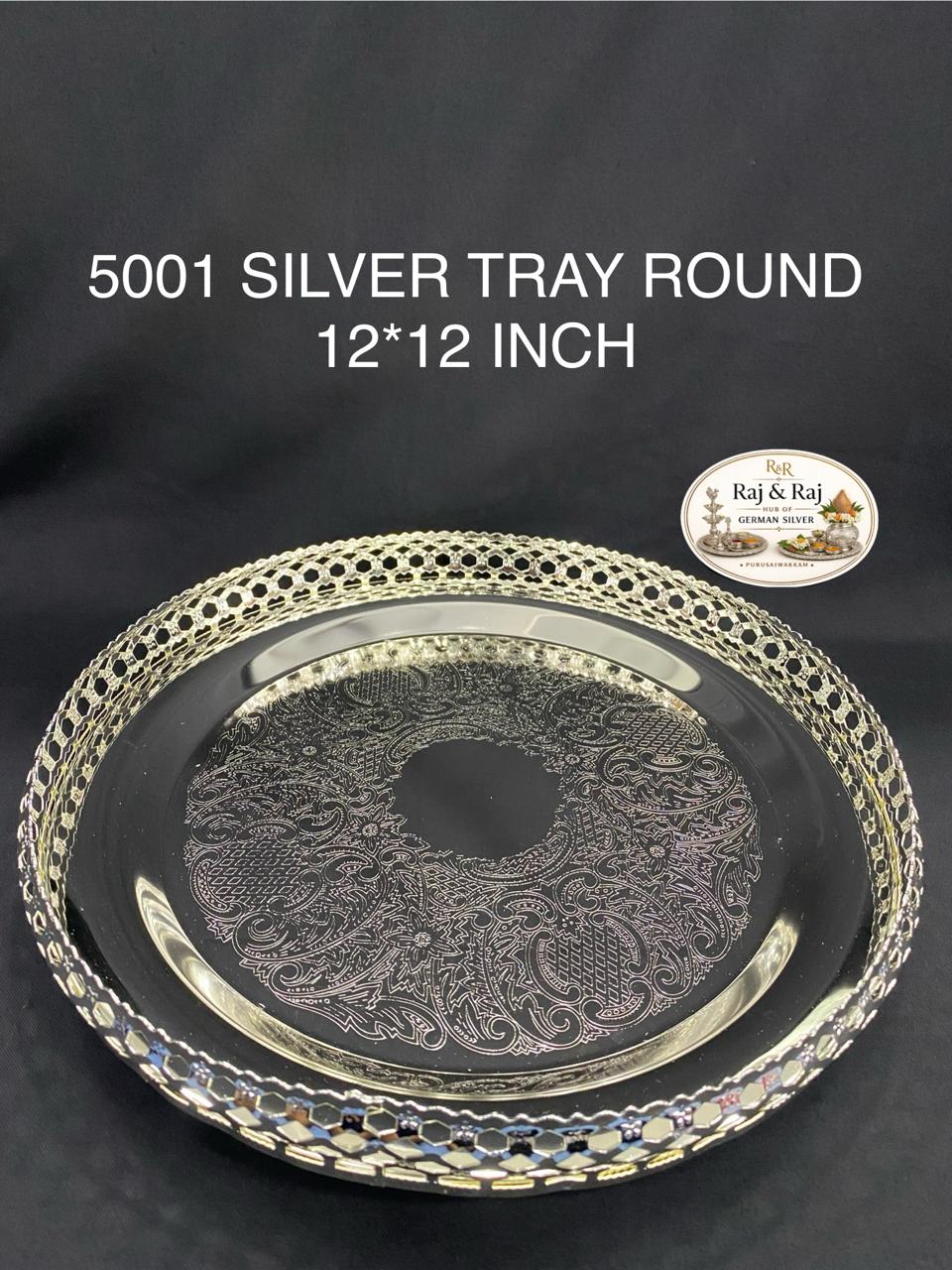 5001 German Silver Round Tray 12 Inch