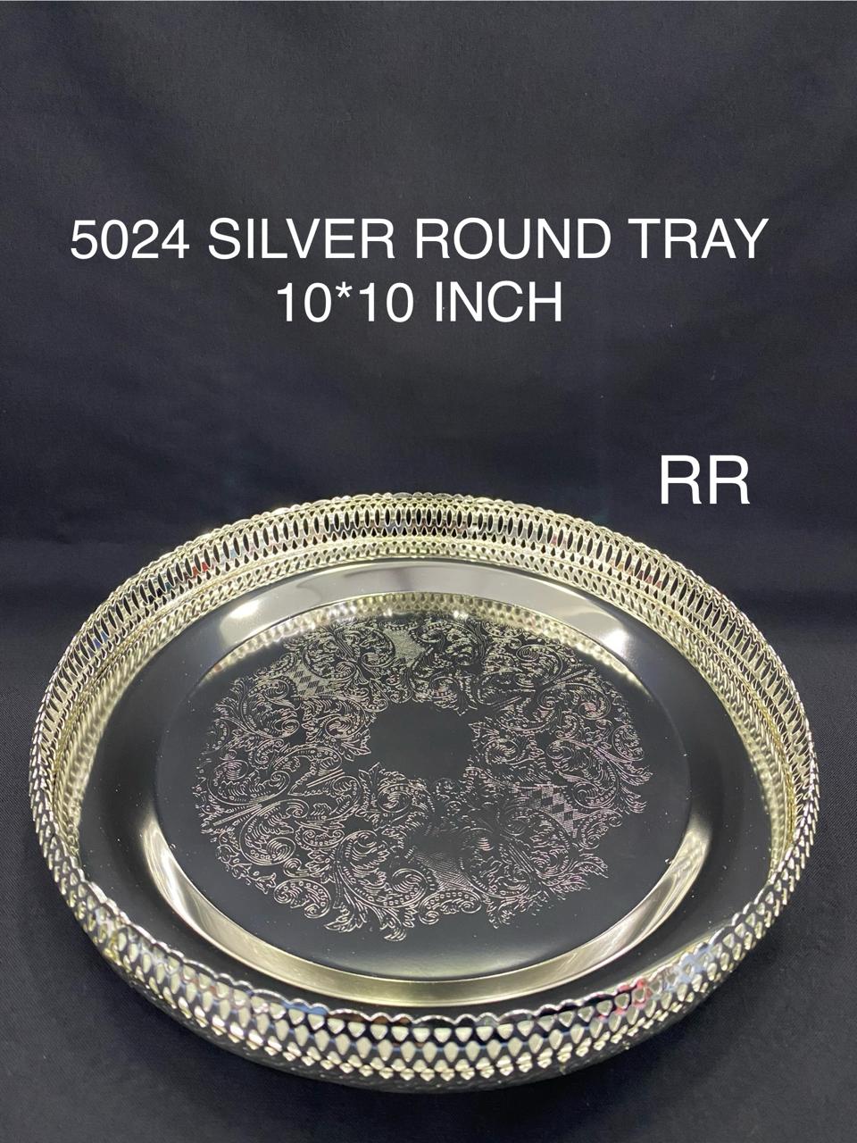 5024 German Silver Round Tray 10 Inch