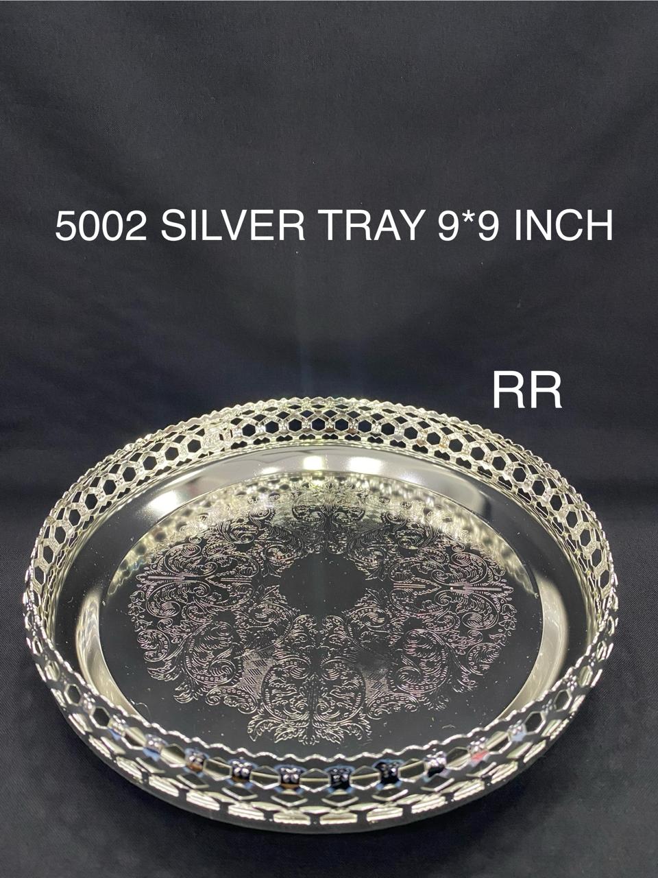 5002 German Silver Round Tray 9*9 Inch