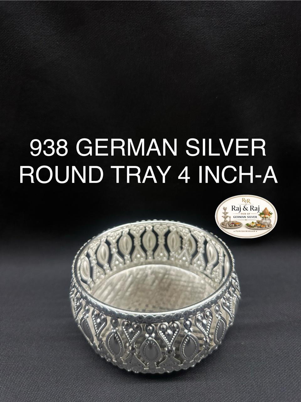 938 German Silver Round Tray 4 Inch Assorted Design