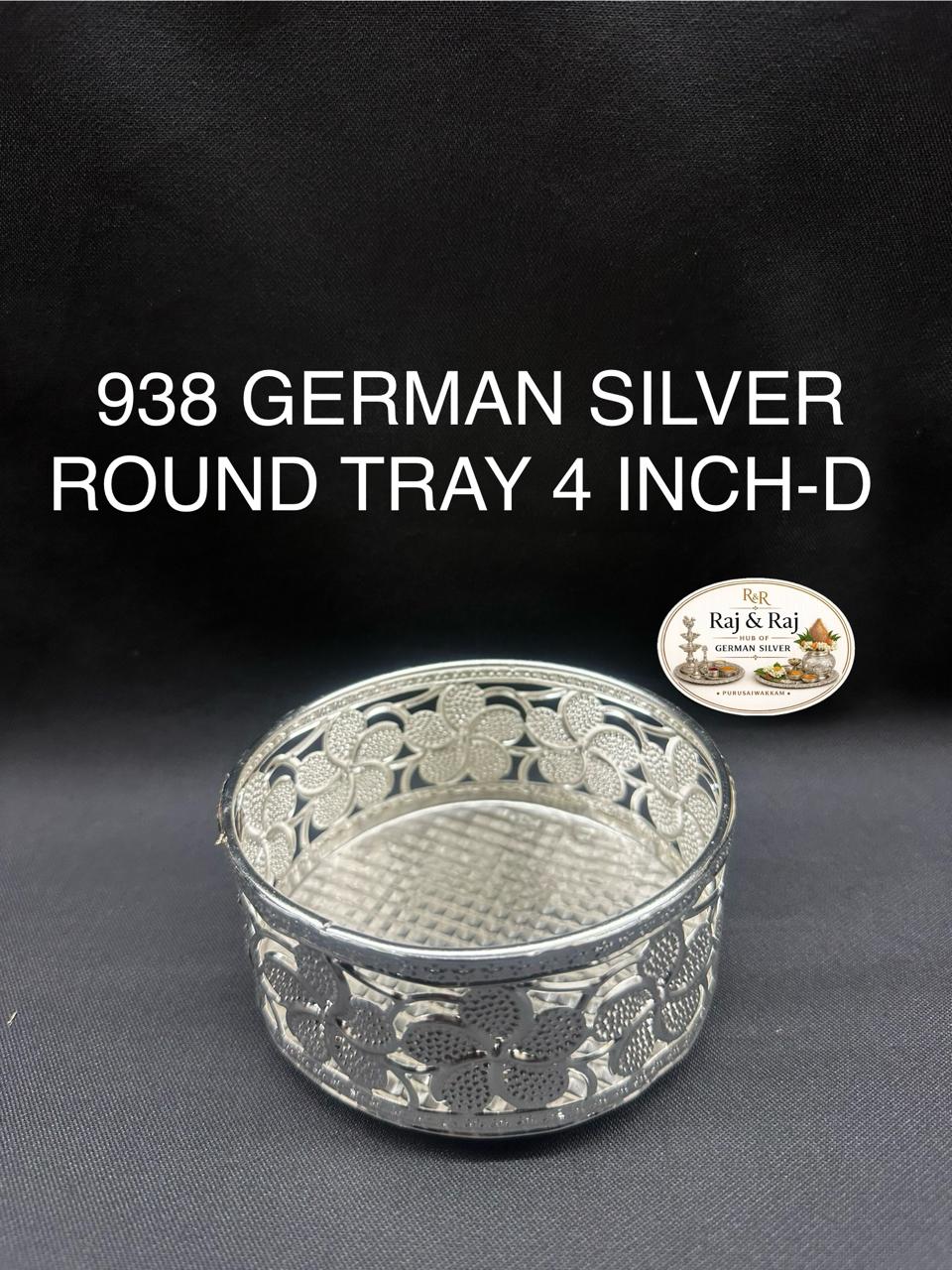 938 German Silver Round Tray 4 Inch Assorted Design