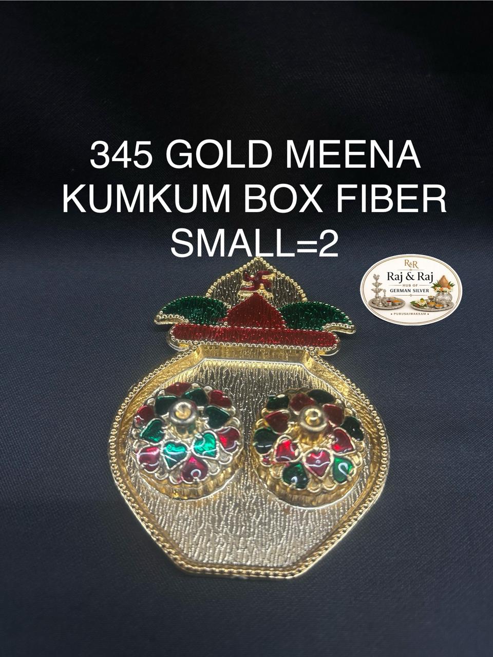 345 Gold Meena Kumkum Box Fiber Small Assorted design