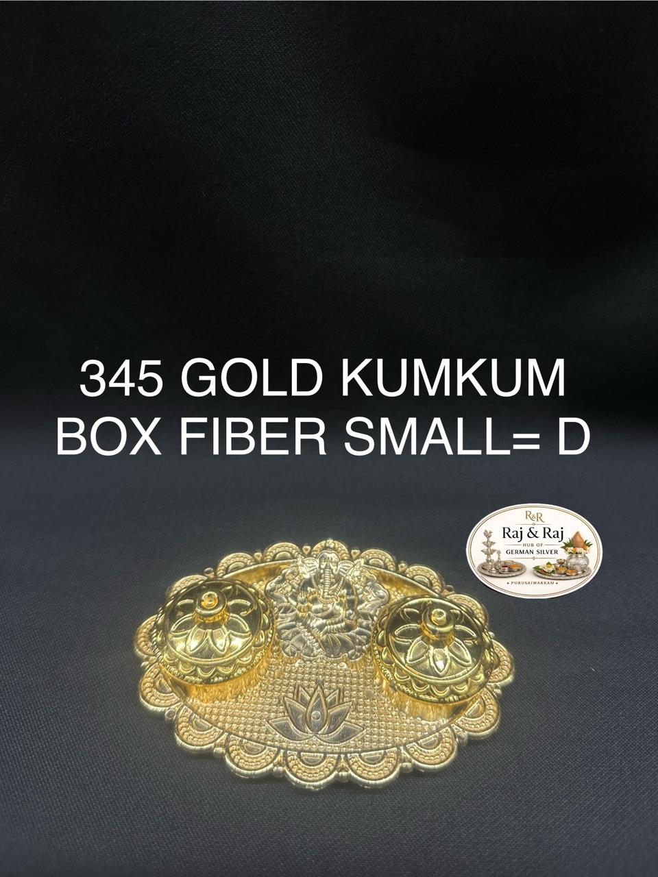 345 Gold Kumkum Box Fiber Small Assorted design