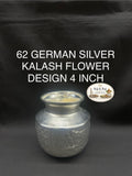 German Silver Kalash with Flower Design – 4 Inch | Puja Kalasha