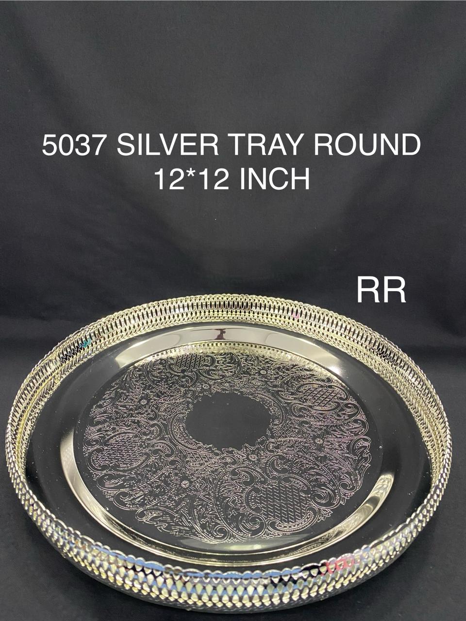 Large German Silver Pooja Tray – 12 Inch | Handcrafted Puja Plate