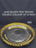 German Silver Dual Tone Decorative Pooja Tray – 12 Inch