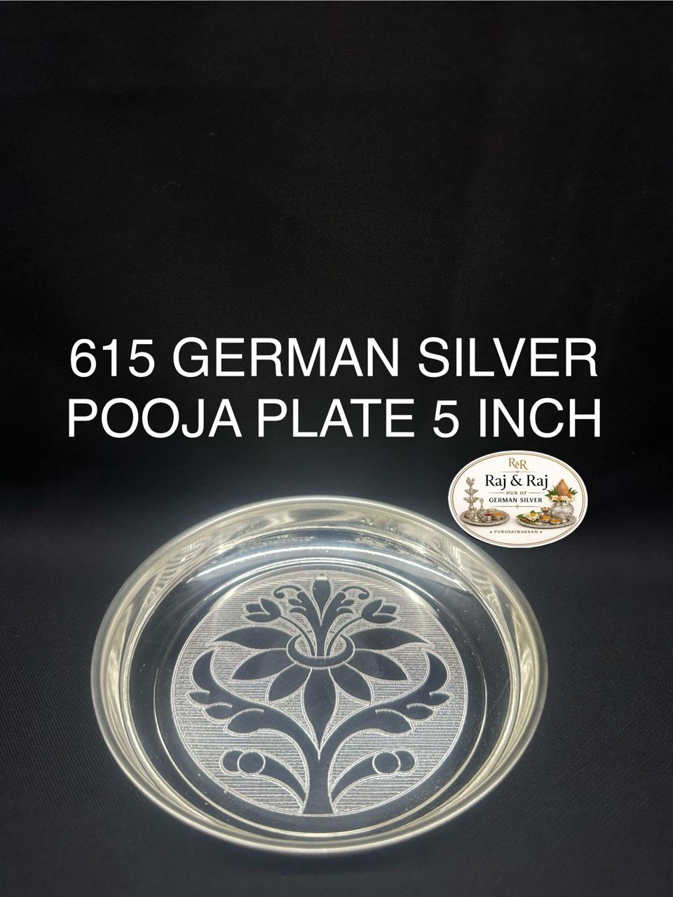 615 German Silver Pooja Plate 5 Inch