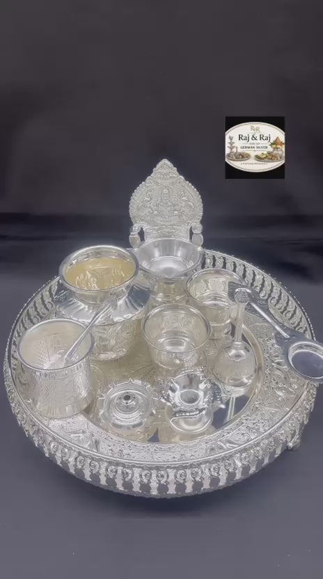 Premium German Silver 11-Piece Pooja Set – 12 Inch | Festive Gift